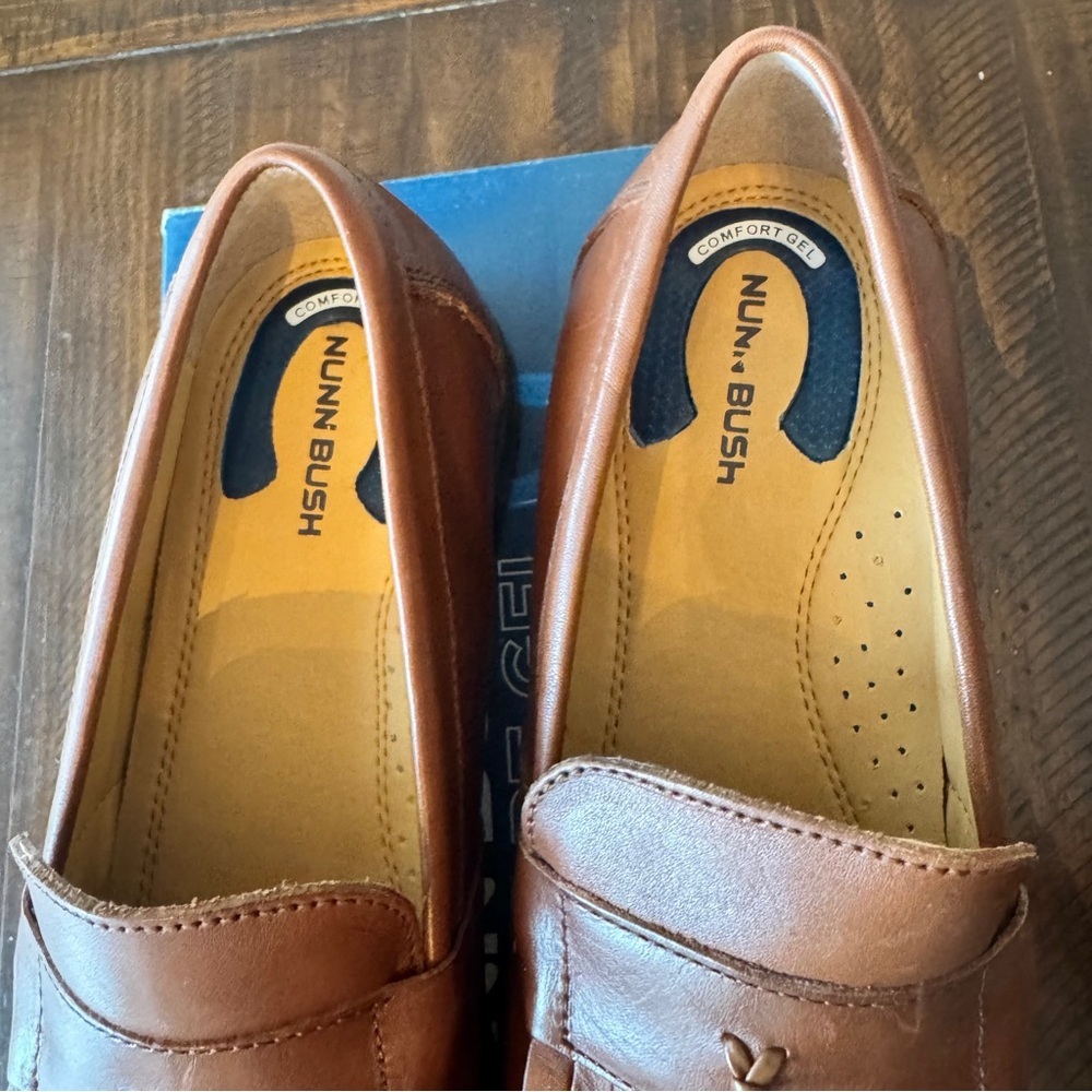 Nunn Bush Gel Comfort Men's Brown Leather Slip On Dress Loafers size 11 - Picture 8 of 16